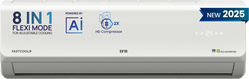 Ifb 2025 Model Silver Plus Series 1.5 Ton 5 Star Split Inverter With Hd Compressor, Ai, Dual Gold Fin, Nano Tek Coating & 8-In-1 Flexi Mode Ac  – White(Ci185Sl22Rgn1, Copper Condenser)