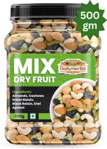 Dailyherbs Mixed Dry Fruits Almonds, Cashews, Raisins, Apricots, Kiwi(1 X 500 G)