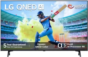 LG QNED 75 139 cm (55 inch) Ultra HD (4K) QNED Smart WebOS TV with AI Processor 4K Gen6, AI Picture Pro, ThinQ AI, 60 Hz Refresh Rate, Game Optimizer, Magic Remote Control, 5-Year Guaranteed with New OS Experience(55QNED75SRA)