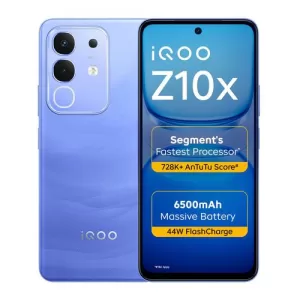 iQOO Z10x 5G (Ultramarine, 8GB RAM, 128GB Storage) | 6500 mAh Large Capacity Battery | Dimensity 7300 Processor | Military-Grade Durability