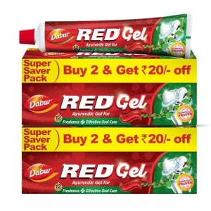 Dabur Red Gel Ayurvedic Toothpaste – 600g (150g x 4) | Reduction in Bad Breath, Plaque & Gingivitis | Freshness with Protection | For Healthy Gums & Effective Dental Care