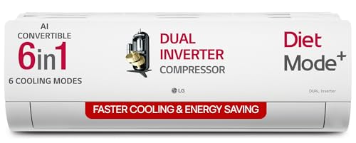 Lg 1.5 Ton 3 Star Dual Inverter Split Ac (Copper, Ai Convertible 6-In-1, Viraat Mode, Diet Mode+, Faster Cooling & Energy Saving, Hd Filter With Anti-Virus Protection, Us-Q18Jnxe, White)