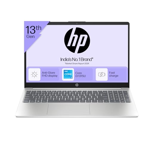Hp 15, 13Th Gen Intel Core I3-1315U Laptop (8Gb Ddr4, 512Gb Ssd) Anti-Glare, Micro-Edge, 15.6″/39.6Cm, Fhd, Win 11, Mso 21, Silver, 1.59Kg, Intel Uhd Graphics, 1080P Fhd Camera, 15-Fd0006Tu/Fd0186Tu