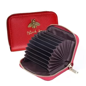 Kraptick Card Holder For Women – Elegant And Versatile Card Case, Credit Cardholder, Card Organizer, Card Pouch (Red)