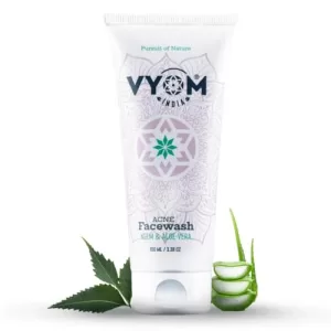 Vyom India Acne Face Wash For Women & Men, Aloe Vera & Neem Face Wash For Acne Prone Skin, Anti-Acne Face Wash For Acne & Pimple, Sulphate & Paraben Free, Organic & Herbal, For All Skin Type – 100Ml