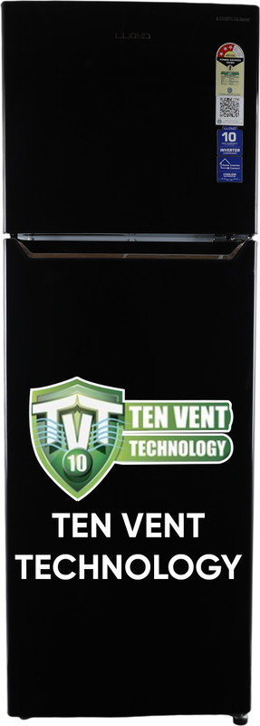 Lloyd By Havells 310 L Frost Free Double Door 3 Star Convertible Refrigerator  With Inverter Compressormoveable Twist Ice Tray Fleximax Design(Metallic Black, Glff343Ambc1Pc)