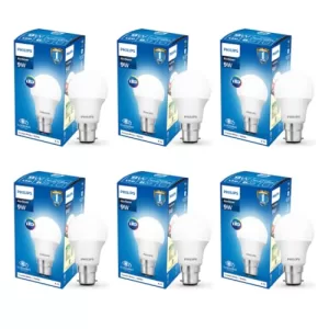 Philips Ace Saver 9 Watt Led Bulb, Base B22 (Cool Day Light), Pack Of 6
