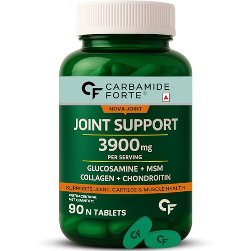 Carbamide Forte Glucosamine Tablets – Joint Support Supplement With Collagen & Glucosamine Chondroitin Msm | Joint Cartilage Support & Muscle Health | Joint Pain Tablets – 90