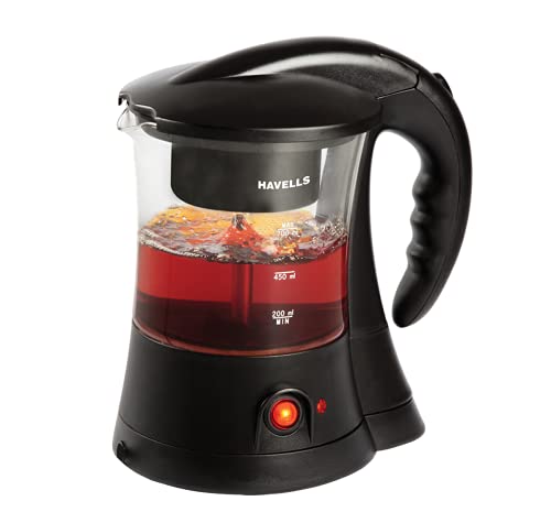 Havells Crystal Tea-Coffee Maker Glass With Filter Basket | Indicator Light | Transparent Glass Carafe 600 W