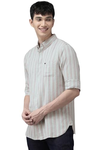 The Bear House Men’S Striped Slim Fit Linen Cotton Casual Shirt | Multi | Tbh-Jose-Mc