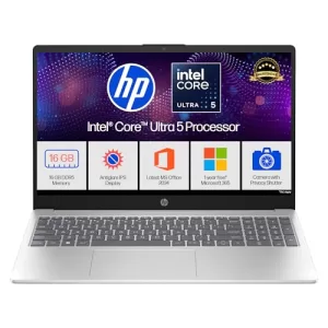 Hp 15, Intel Ultra 5 125H (16Gb Ddr5, 1Tb Ssd) Fhd, Ips, 15.6”/39.6Cm, Win11, M365 Basic(1Yr)* Office24, Silver, 1.65Kg, Fd1255Tu, Intel Arc Graphics, Fhd Camera W/Shutter, Ai Powered Laptop