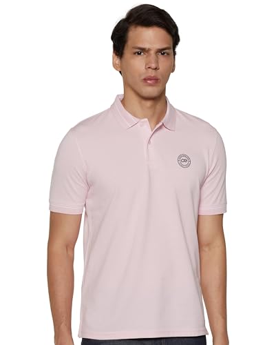 Peter England Men’S Regular Fit Branded Insignia Half Sleeve Polo T-Shirt | Cotton Rich | Premium Pique Weave, Xl, Pink