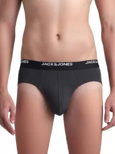 Jack And Jones Men Solid Cotton Elastane Regular Length Multicolor Low Rise Brief (Pack Of 2)