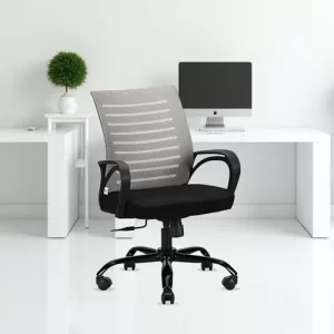 Iafa Furniture Diego Office Chair With Height Adjustable Mechanism, Ergonomic Mid-Back Mesh Design |Heavy Duty Metal Base | Multi-Adjustment Revolving Chair (Self Assembly) (Mid Back, Grey)