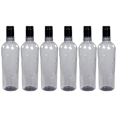 Pearlpet Nira- Bpa-Free Plastic Water Bottle Set Of 6 Pcs, Each 1000Ml, Grey