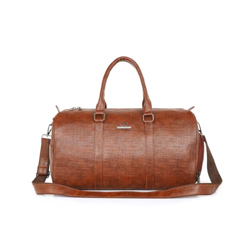 Gilmore Oak Jade Leatherette Unisex Weekender Travel Duffle Bag | Stylish & Spacious Duffle Bag | Duffle Bag For Gym, Sports, Training And Travel (Tan)