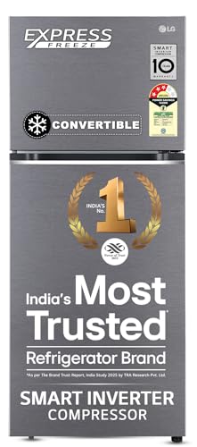 Lg 322 L 3 Star Frost-Free Smart Inverter Double Door Refrigerator (Gl-S342Sdsx, Dazzle Steel, Convertible With Express Freeze)