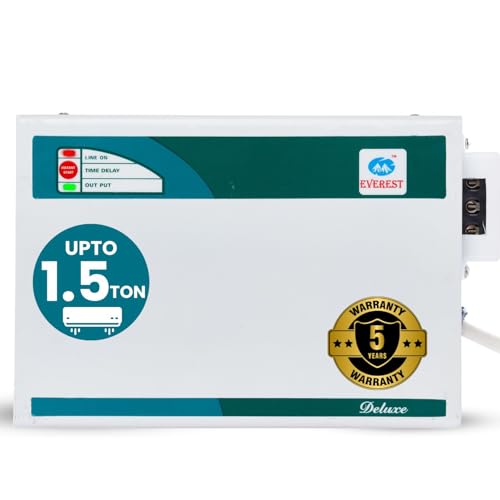 Everest 4 Kva Deluxe Voltage Stabilizer Used Upto 1.5 Ton Ac (Working Range : 170 V To 270 V),(White) For Inverter Ac & Normal Ac.