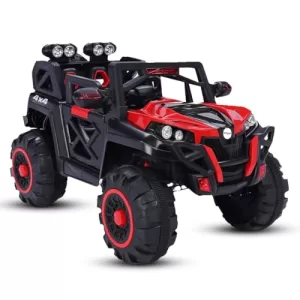 Bumtum Battery Operated Premium Jeep For Kids | Ride On Toy Kids Car With Bluetooth Music & Light | Electric Jeep Battery Car For Boys & Girls Dual Remote Control (2 To 8 Years) – Red
