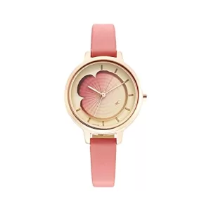 Fastrack Women Leather Analog Red Dial Watch-6264Wl01, Band Color-Pink