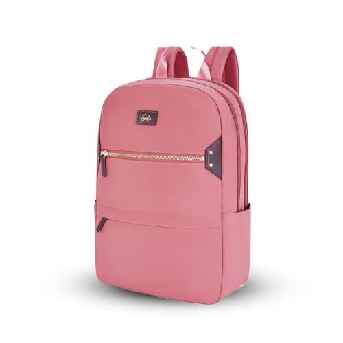 Genie Brooklyn Casual Backpack For Girls |16 In-14 Ltr With Laptop Sleeve,Two Compartments,Organizer And Light Weight With Padded Shoulders |Best For Books,Stationery,Lunch Box & Essentials – Pink