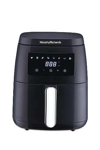 Morphy Richards Digital Air Fryer For Home|1500W With Digital Control|Dual Fan Technology|Adjustable Time & Temperature Control|Voltage Fluctuation Protection|2-Yr Warranty By Brand|Black, 5 Liter