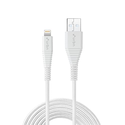 Urbn Nylon Braided Apple Certified Lightning To Usb Charge And Sync Extra Tough Cable, 4 Feet (1.2 Meters) – White