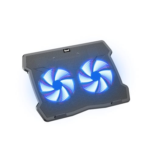 Dyazo 2 Fan Laptop Cooling Pad | Laptop Cooler Stand | Usb Powered With Blue Lights 2 Adjustable Viewing Angles Compatible For Macbook, Lenovo,Dell & Other Laptops 10 To 15.6-Inch (Black)