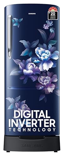 Samsung 183 L, 5 Star, Digital Inverter, Direct-Cool Single Door Refrigerator (Rr20D2825Hv/Nl, Himalaya Poppy Blue, Base Stand Drawer)
