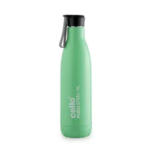 Cello Puro Steel-X Neo 900 Inner Steel Insulated Water Bottle 720ml, Green | ISI Certified | PU Insulated | BPA Free, Leakproof | Insulated Cold Water Bottle for Office, School, Cycling, Gym & Travel