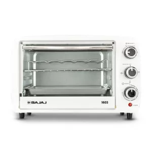 Bajaj 1603 16 Liters Oven Toast Grill (OTG) | 1200 Watt | Cool Touch Handles | Grill, Bake & Roast | Heat Resistant | Tempered Glass 【White】