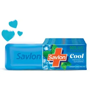 Savlon Cool Soap, with Menthol & Glycerin, 600g (120g – Combo Pack of 5), For All Skin Types