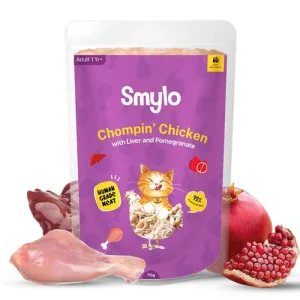 Smylo Natural Healthy Adult Cat Wet Food (1+ Yrs) 70g | Chicken, Liver & Pomegranate | for Healthy Skin & Coat, Supports Digestion | No Preservatives & Grain Free | Vet-Formulated