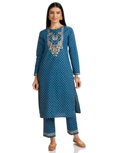Amazon Brand – Myx Women Salwar Suit Set_MYX-AW23-SKD-03_Cobalt Blue_M