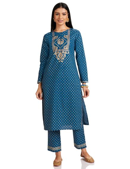 Amazon Brand – Myx Women Salwar Suit Set_MYX-AW23-SKD-03_Cobalt Blue_M