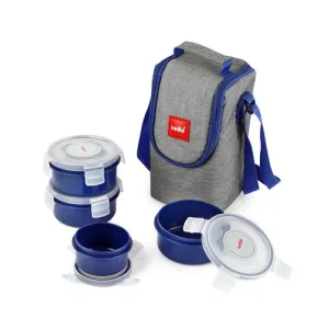 CELLO MF Click Polypropylene Lunch Box Set, 300ml, 4-Pieces, Blue