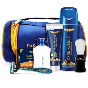 Park Avenue Good Morning Grooming Collection 7 in-1 Combo Grooming Kit for Men | Gift Set for Men | Father’s Day Gift for Dad | Shaving Kit for Men | Shaving Foam | After Shave | Gift Hamper for Men, Husband, Boyfriend | Free Travel Pouch Inside