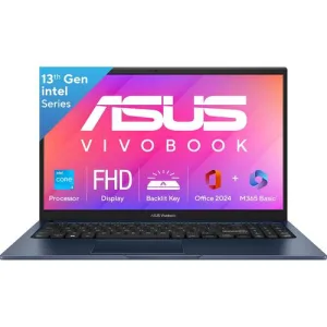 ASUS Vivobook 15, Intel Core i3 13th Gen 1315U, 12GB RAM, 512GB SSD, FHD 15.6″, Windows 11, Office Home 2024, Quiet Blue, 1.7Kg, X1504VA-BQ332WS, Intel UHD iGPU, M365 Basic (1Year)*, 42Whrs Laptop