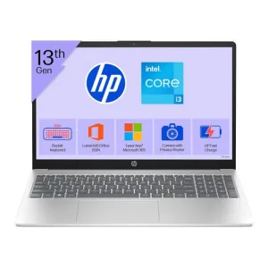 HP 15, 13th Gen Intel Core i3-1315U, (8GB DDR4,512GB SSD) Anti-Glare, Micro-Edge, FHD,15.6”/39.6cm, Win11,M365 Basic(1yr),Office24, Silver,1.59kg, fd0572TU, FHD Camera w/Shutter, Backlit Laptop