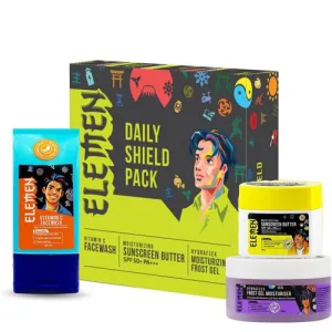 Elemen Daily Shield Pack of Facewash, Sunscreen & Moisturiser for Boys | Complete Protection against Pollution, Sun Burn & Tan | All Skin Type | Hydrates | Protects Skin Barrier | De – tanning | SPF 50 +++