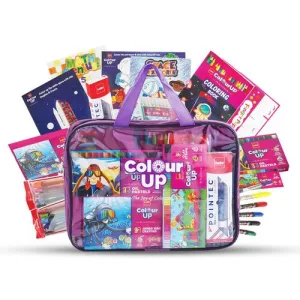 Cello ColourUp Space Travel Kit | Includes 12 Clay Strips, Wax Crayons, Oil Pastels, Coloured Pens, Glitter Pens, Markers, Highlighter, Mini Sketch Pens & DIY Kit | Perfect for Kids’ Birthday Gift