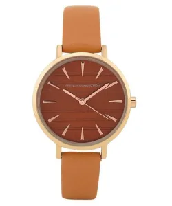 French Connection Spring-Summer 2023 Analog Orange (Pantone 724C) Dial Women’s Leather Watch-Fcn00069B
