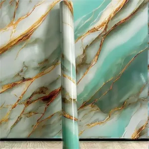 REZOVA Premium Wall Stickers DIY Wallpaper Vinyl Marble Peel and Stick Waterproof Wallpaper for Home Kitchen Countertop Cabinet Furniture Oil Proof Kitchen Stickers(60x200cm) (Premium Sky Gold)