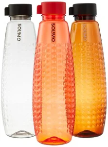 Amazon Brand – Solimo Plastic Water Bottles | Set of 3 | Break Proof | Freezer Safe | BPA Free | Leak Proof | 1 Ltr | Multicolor, Beta