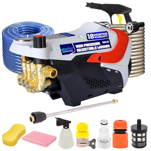 Woscher Car Washer High Pressure Gun Pressure Washer For Car, Pressure Adjustable Car Washing Pump For Car, Bike And Home Use Cleaning |18 Months Warranty | 2200 Watts | 160 Bars |