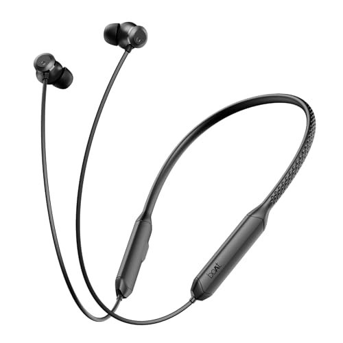 Boat Rockerz 255 Z Plus, Ai-Enx Tech, Spatial Audio, 50Hrs Battery, Low Latency Mode, Fast Charge, App Support, Ipx4 Bt V5.3, Bluetooth Neckband, Wireless With Mic In Ear Phones (Active/Classic Black)