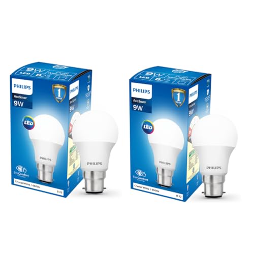 Philips Ace Saver 9 Watt Led Bulb, Base B22 (Cool Day Light), Pack Of 2