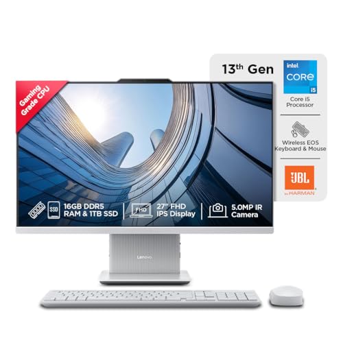 Lenovo Ideacentre Aio Intel Core I5 13420H 27″ Fhd Ips 3-Side Edgeless All-In-One Desktop With Alexa Built-In (16Gb/1Tb Ssd/Win11/Office 2021/5.0Mp+Ir Camera/Wireless Eos Keyboard & Mouse), F0Hm003Cin