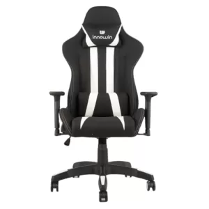 Innowin Defender Igc Series Gaming Chair With Premium Soft Fabric And Pu Leather Ergonomic 3D Adjustable Armrest And Adjustable Neck & Lumbar Pillow With Glass Filled Nylon Base (White)