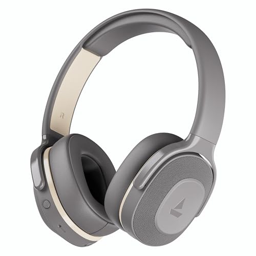 Boat Rockerz 413 (2025 Launch), 60Hrs Battery, 40Mm Drivers, Dual Pair, Enx Tech, Low Latency, Integrated Controls, Bluetooth Headphones, Wireless Over Ear Headphone With Mic (Ash Grey)